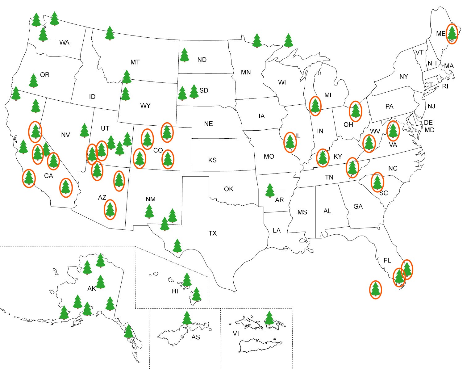 USA National Parks Map