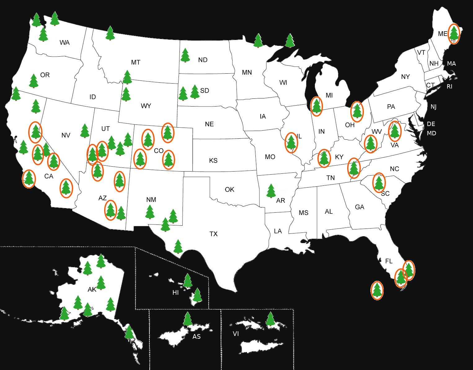 USA National Parks Map